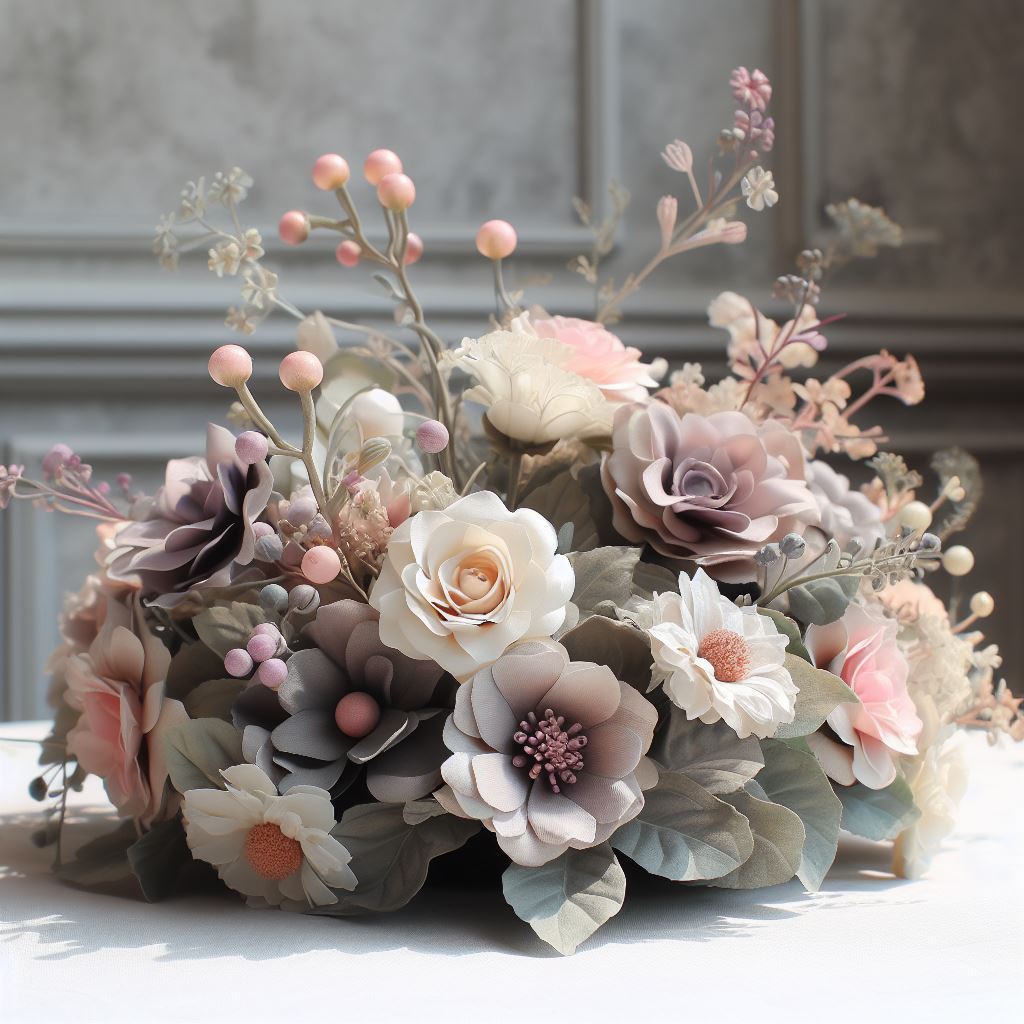arranjo de flores artificiais para mesa realista