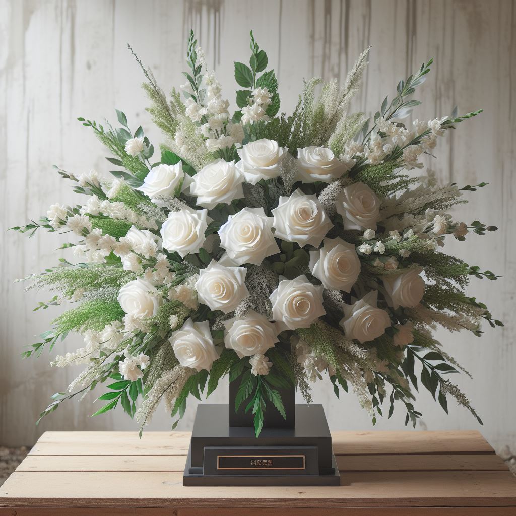 Arranjo de flores brancas para velório