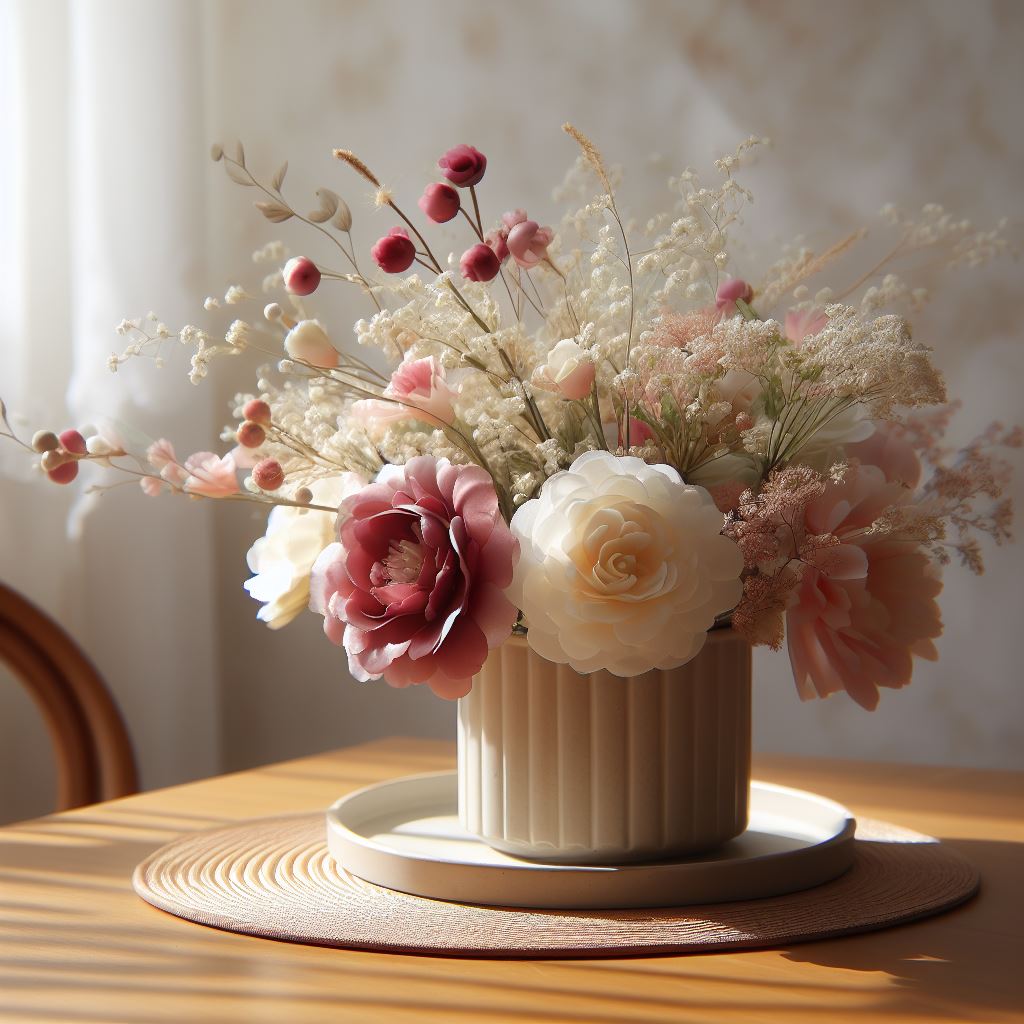 Vaso con flores artificiais barato realista delivery