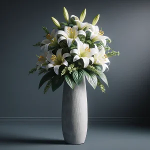 Arranjo de lirios brancos artificiais para chao sala