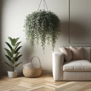 Arranjo folhagem artificial pendurado para sala de estar
