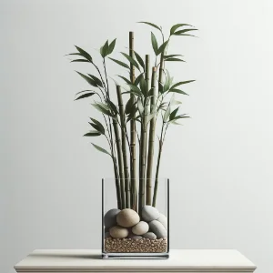 arranjo artificial de bambu estilo zen