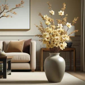 arranjo flor artificial canto da sala