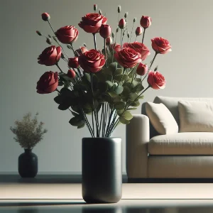 arranjo rosas artificiais para chao sala de estar