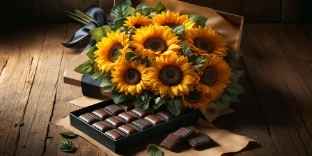 buque chocolate e girassol