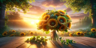 buque de girassol para o dia dos namorados floricultura