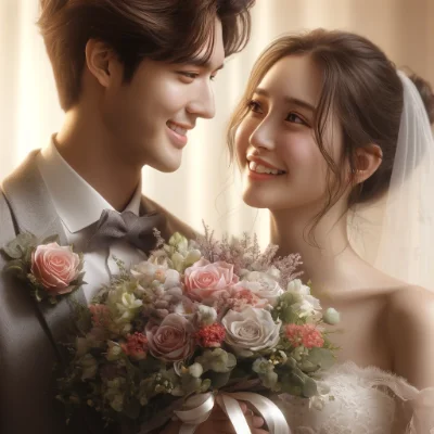 imagem casal buque casamento civil simples