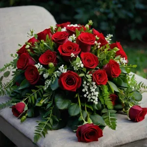 almofada de rosas vermelhas velorio