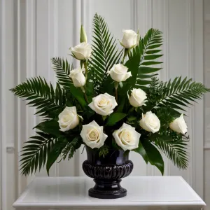 arrajo rosas en vaso para velorio