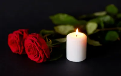 mensagem com rosas e vela velorio